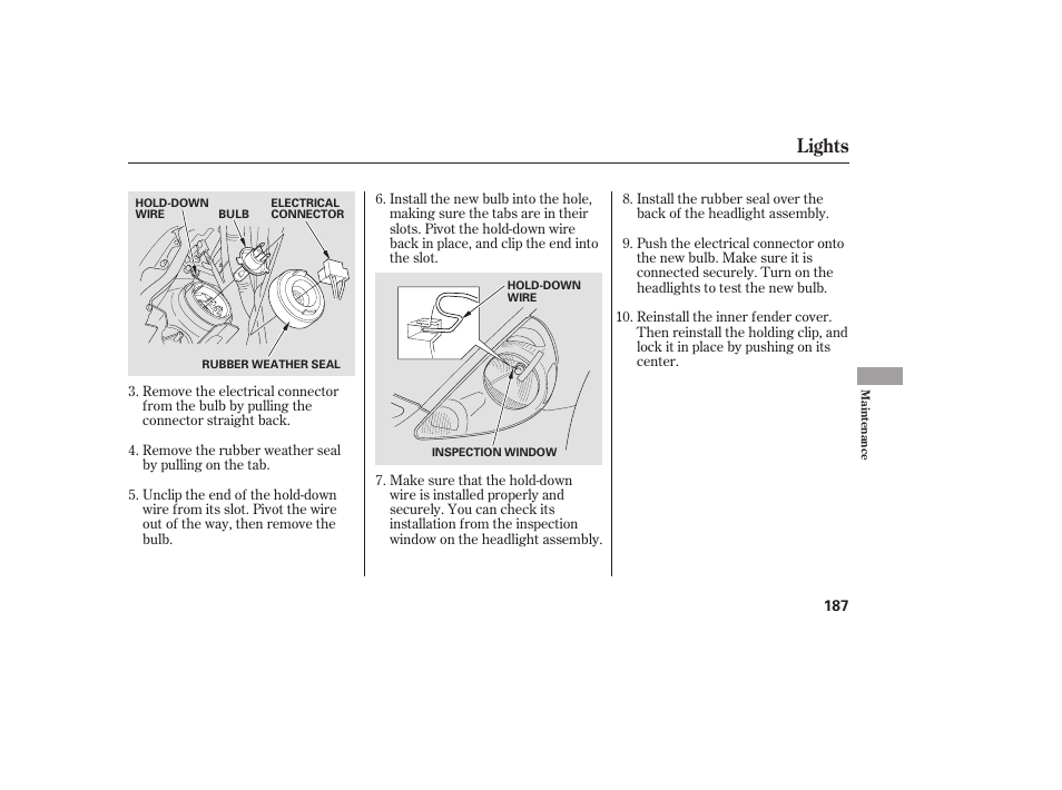 Lights | HONDA Accord xl 2007 Fit User Manual | Page 191 / 262
