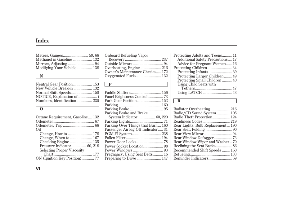 Index | HONDA Accord xl 2007 Fit User Manual | Page 256 / 262