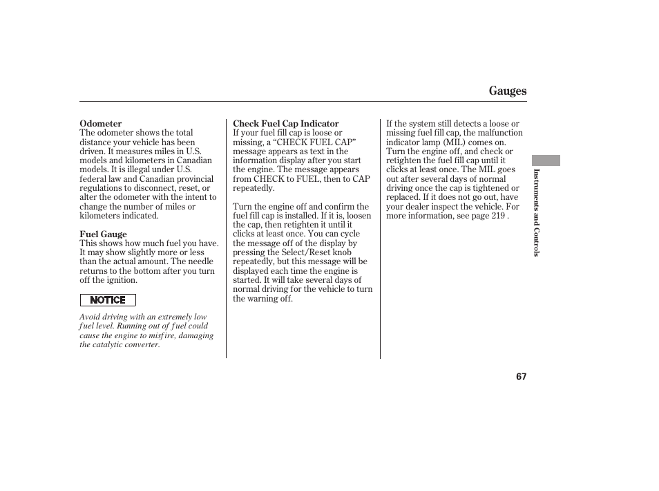 Gauges | HONDA Accord xl 2007 Fit User Manual | Page 71 / 262