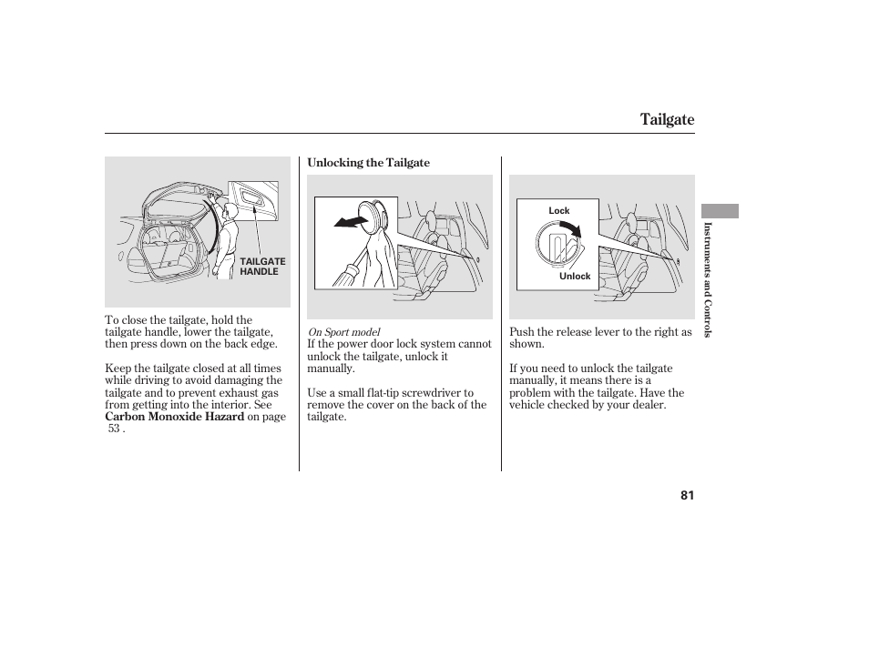 Tailgate | HONDA Accord xl 2007 Fit User Manual | Page 85 / 262