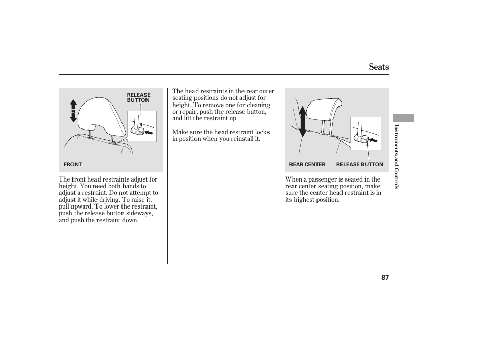 Seats | HONDA Accord xl 2007 Fit User Manual | Page 91 / 262