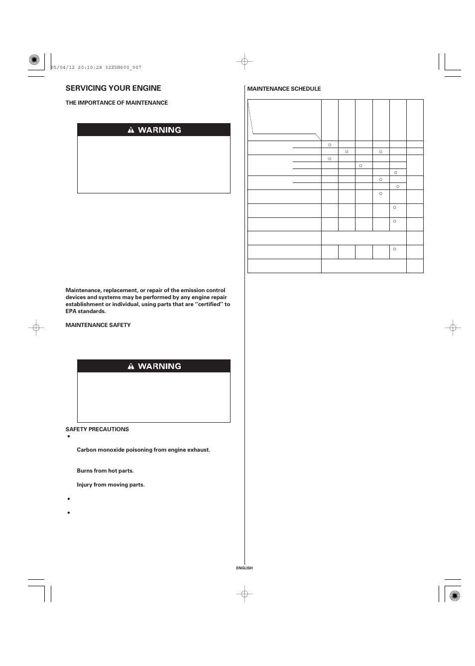 Servicing your engine | HONDA Honda Engine GXV340 User Manual | Page 7 / 18