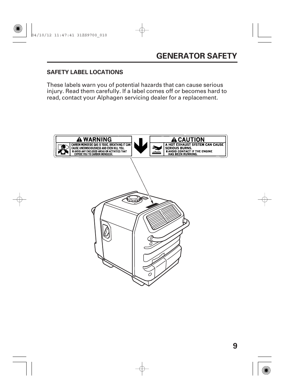 9generator safety | HONDA DCX3000 User Manual | Page 11 / 76