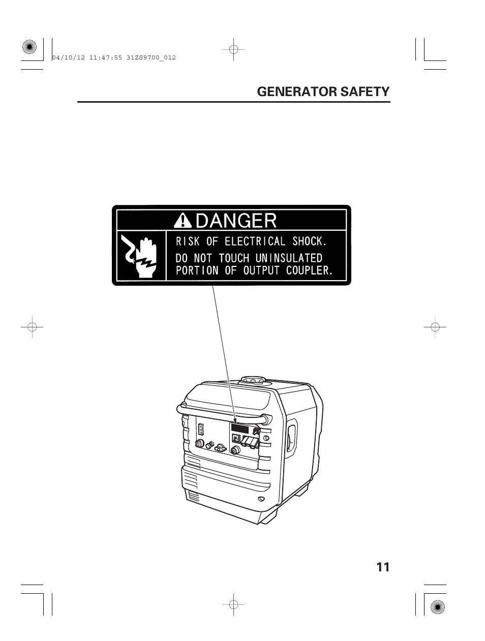 11 generator safety | HONDA DCX3000 User Manual | Page 13 / 76