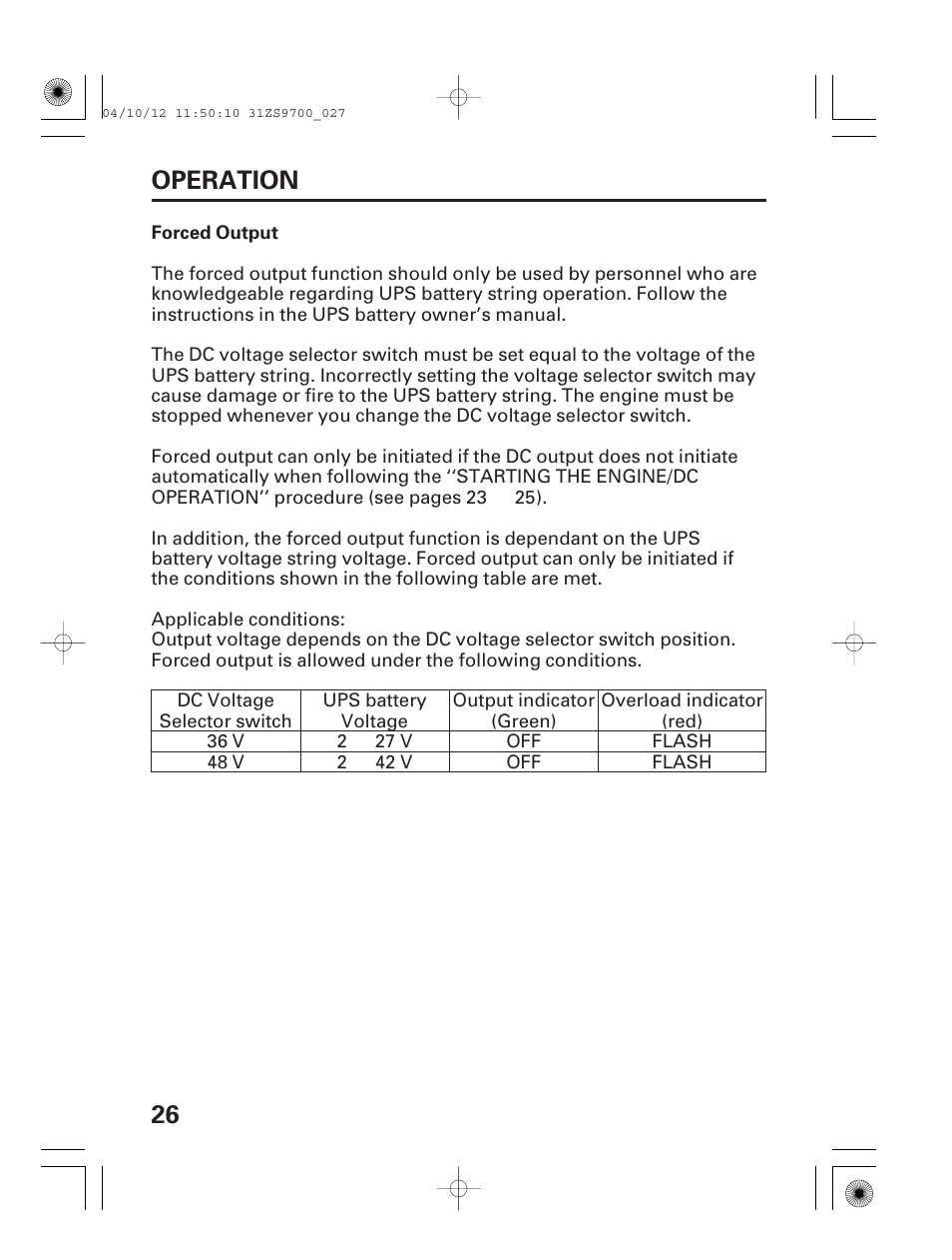 26 operation | HONDA DCX3000 User Manual | Page 28 / 76