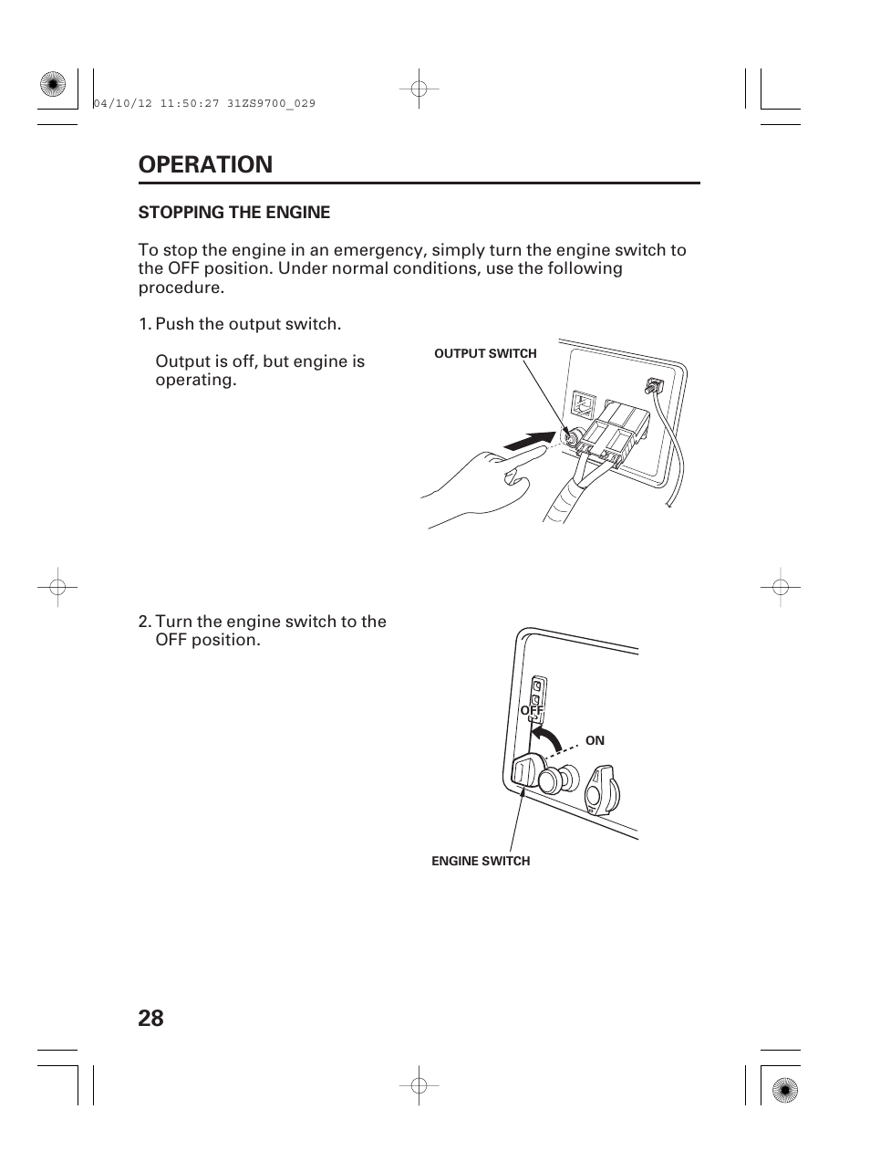 28 operation | HONDA DCX3000 User Manual | Page 30 / 76