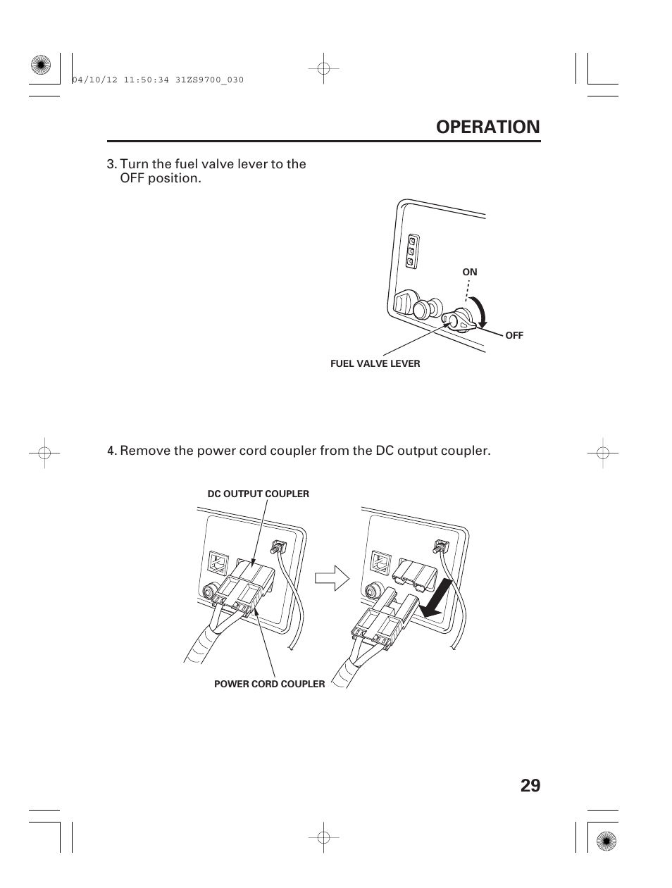29 operation | HONDA DCX3000 User Manual | Page 31 / 76