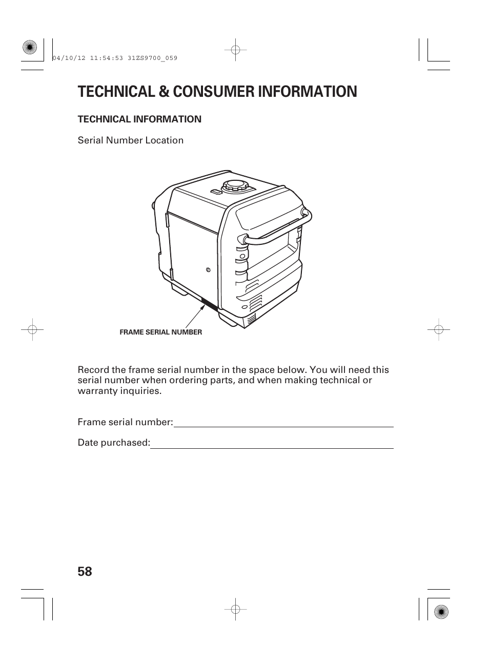 Technical & consumer information | HONDA DCX3000 User Manual | Page 60 / 76