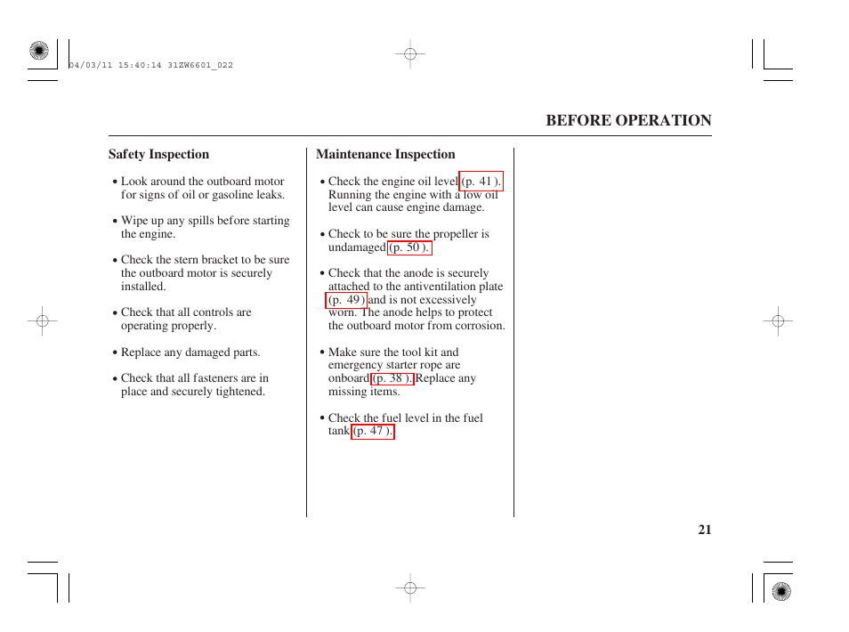 HONDA Outboard Motor BF2D User Manual | Page 23 / 83