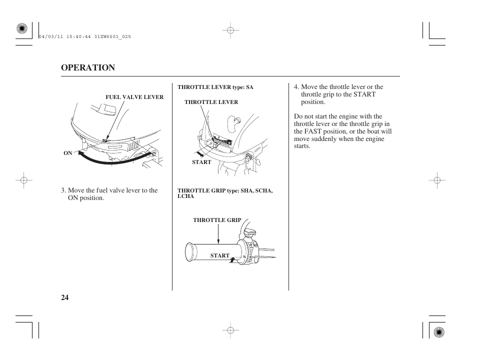 Operation | HONDA Outboard Motor BF2D User Manual | Page 26 / 83