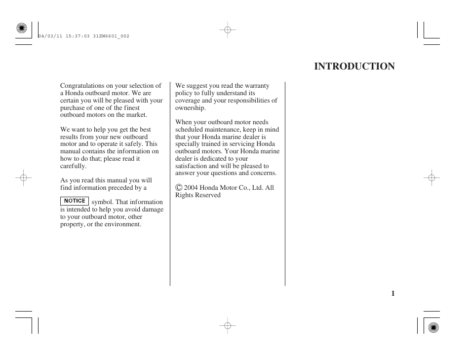 Introduction | HONDA Outboard Motor BF2D User Manual | Page 3 / 83