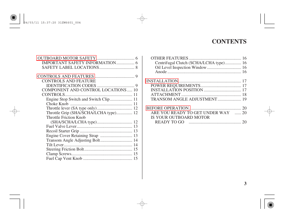 HONDA Outboard Motor BF2D User Manual | Page 5 / 83