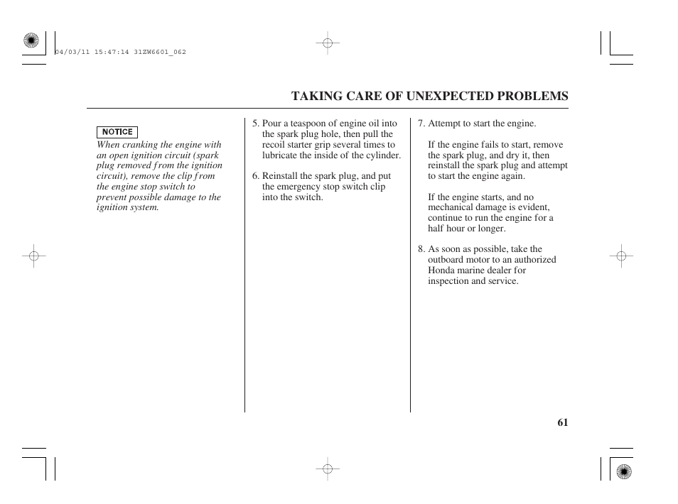 HONDA Outboard Motor BF2D User Manual | Page 63 / 83