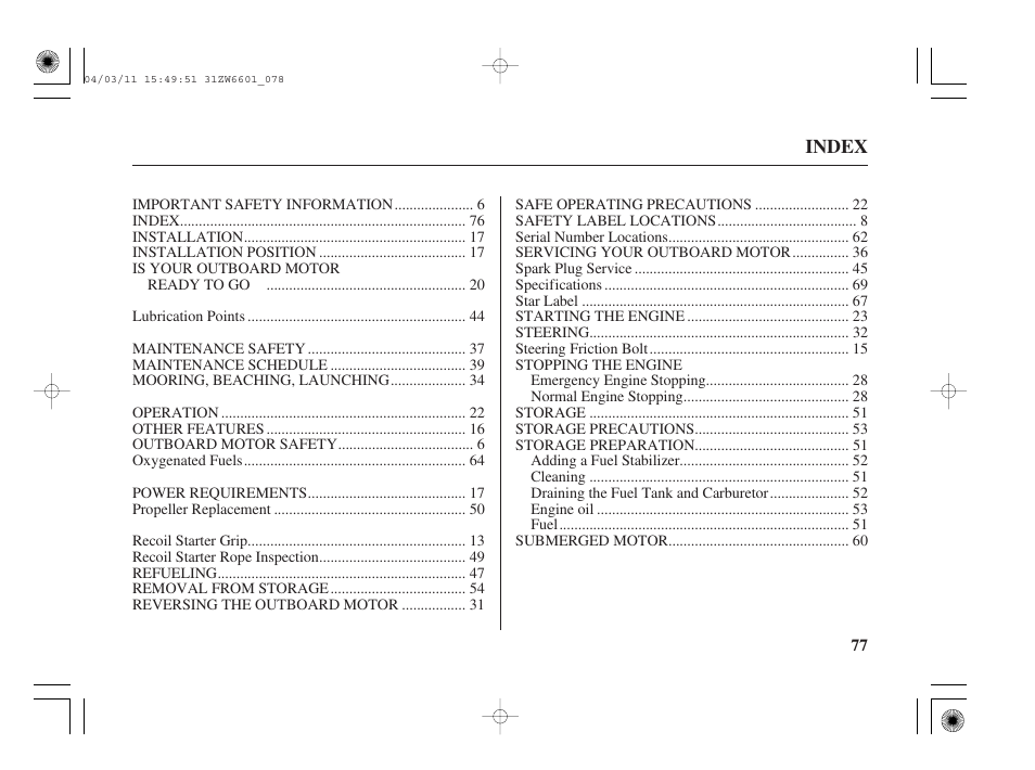 HONDA Outboard Motor BF2D User Manual | Page 79 / 83