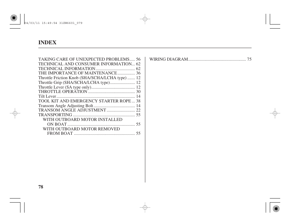 HONDA Outboard Motor BF2D User Manual | Page 80 / 83