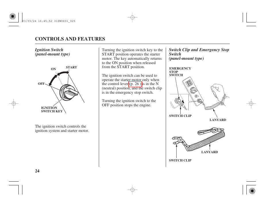 Controls and features | HONDA Outboard Motor BF90A User Manual | Page 26 / 130