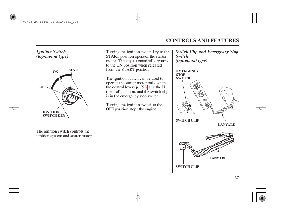 Controls and features | HONDA Outboard Motor BF90A User Manual | Page 29 / 130