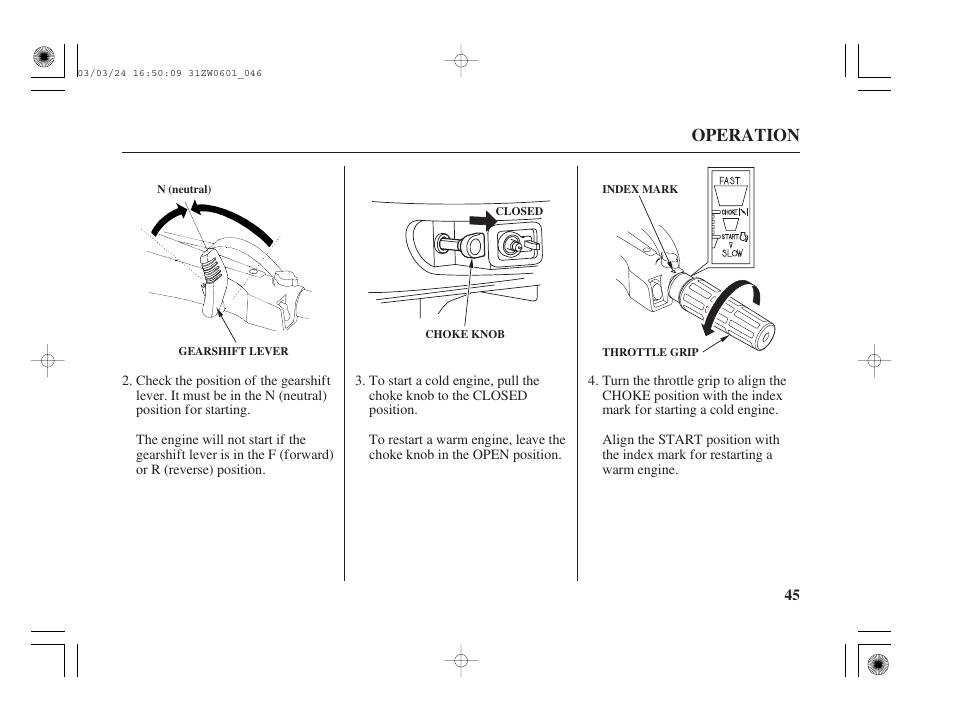 Operation | HONDA Outboard Motor BF90A User Manual | Page 47 / 130