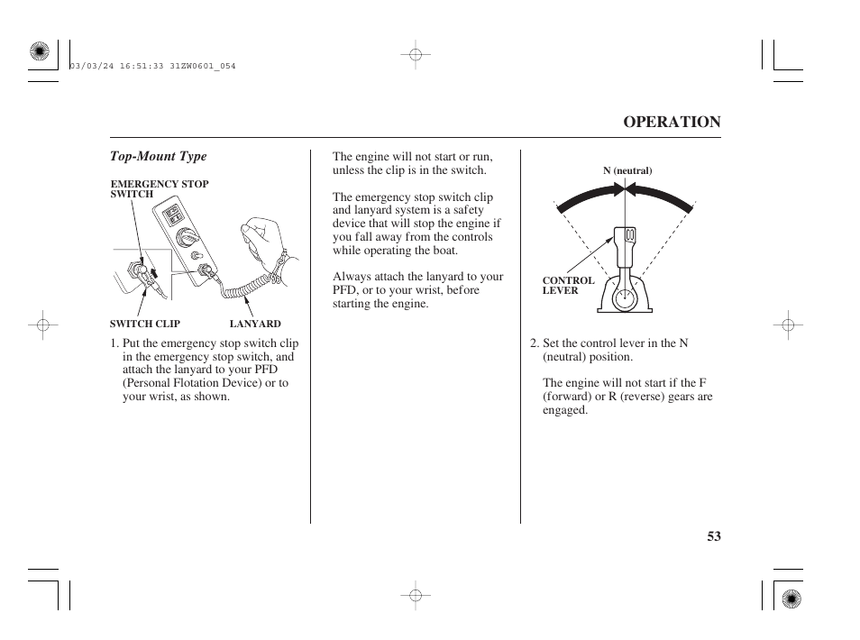 Operation | HONDA Outboard Motor BF90A User Manual | Page 55 / 130