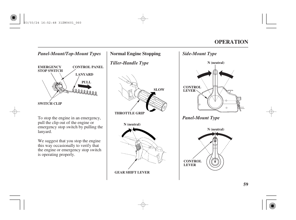 Operation | HONDA Outboard Motor BF90A User Manual | Page 61 / 130