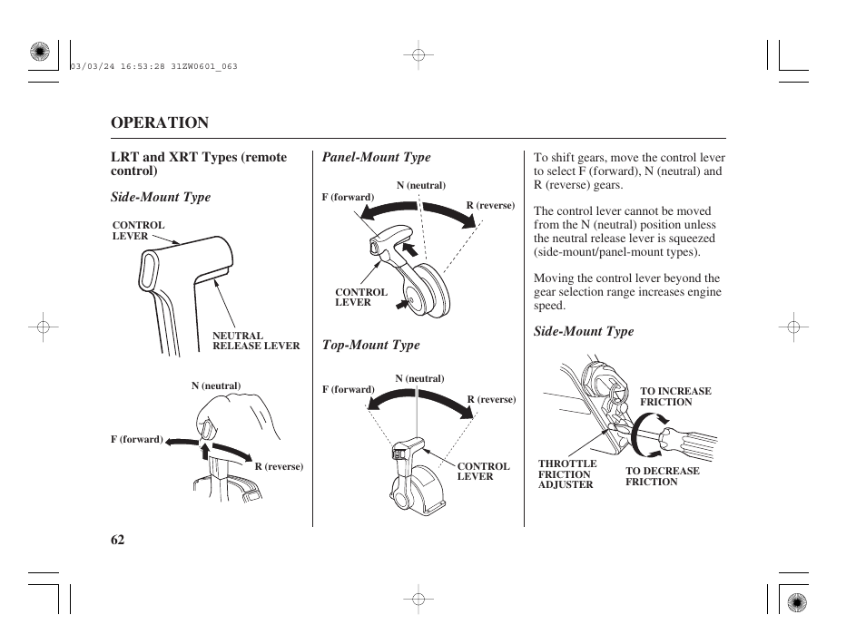 Operation | HONDA Outboard Motor BF90A User Manual | Page 64 / 130