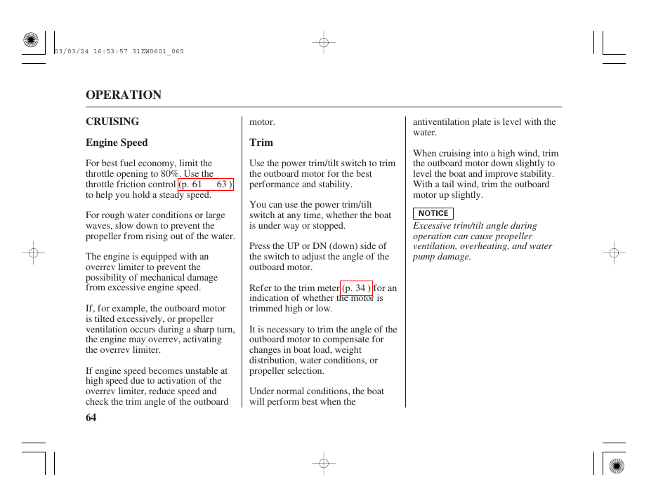 Cruising | HONDA Outboard Motor BF90A User Manual | Page 66 / 130