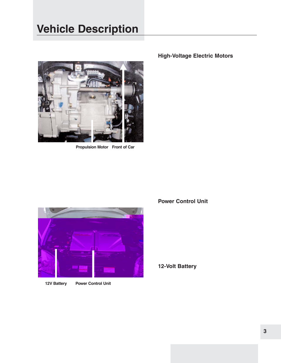 Vehicle description, Continued | HONDA FCX User Manual | Page 7 / 24