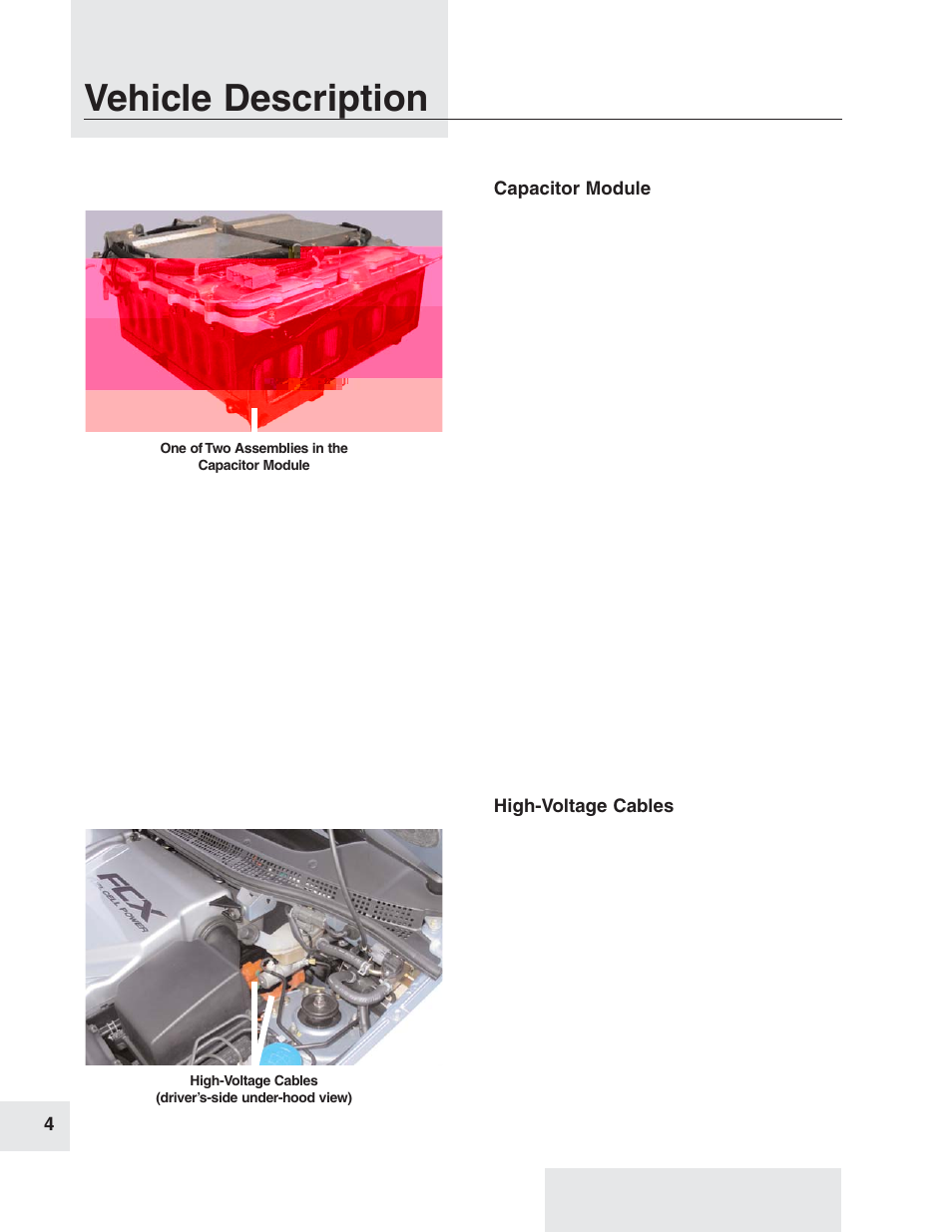 Vehicle description, Continued | HONDA FCX User Manual | Page 8 / 24