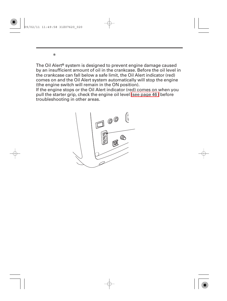 Oil alert® indicator, 19 controls & features | HONDA EU2000i User Manual | Page 21 / 96
