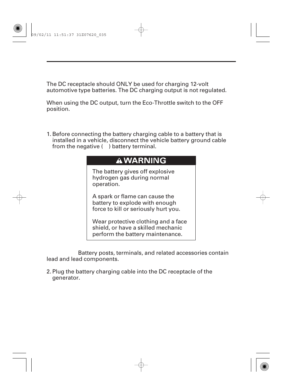 Dc operation, 34 operation | HONDA EU2000i User Manual | Page 36 / 96