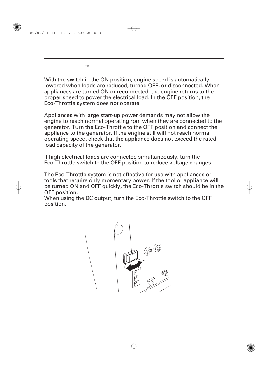 Eco-throttle™ system, 37 operation | HONDA EU2000i User Manual | Page 39 / 96
