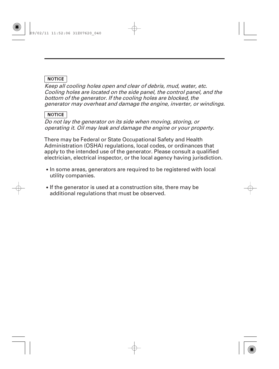 Special requirements, 39 operation | HONDA EU2000i User Manual | Page 41 / 96