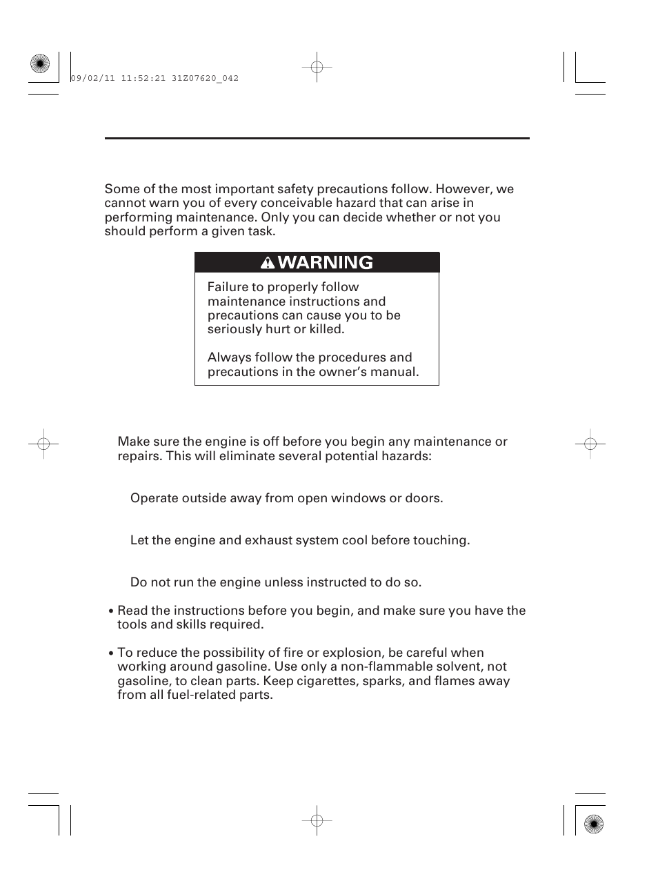 Maintenance safety, 41 servicing your generator | HONDA EU2000i User Manual | Page 43 / 96