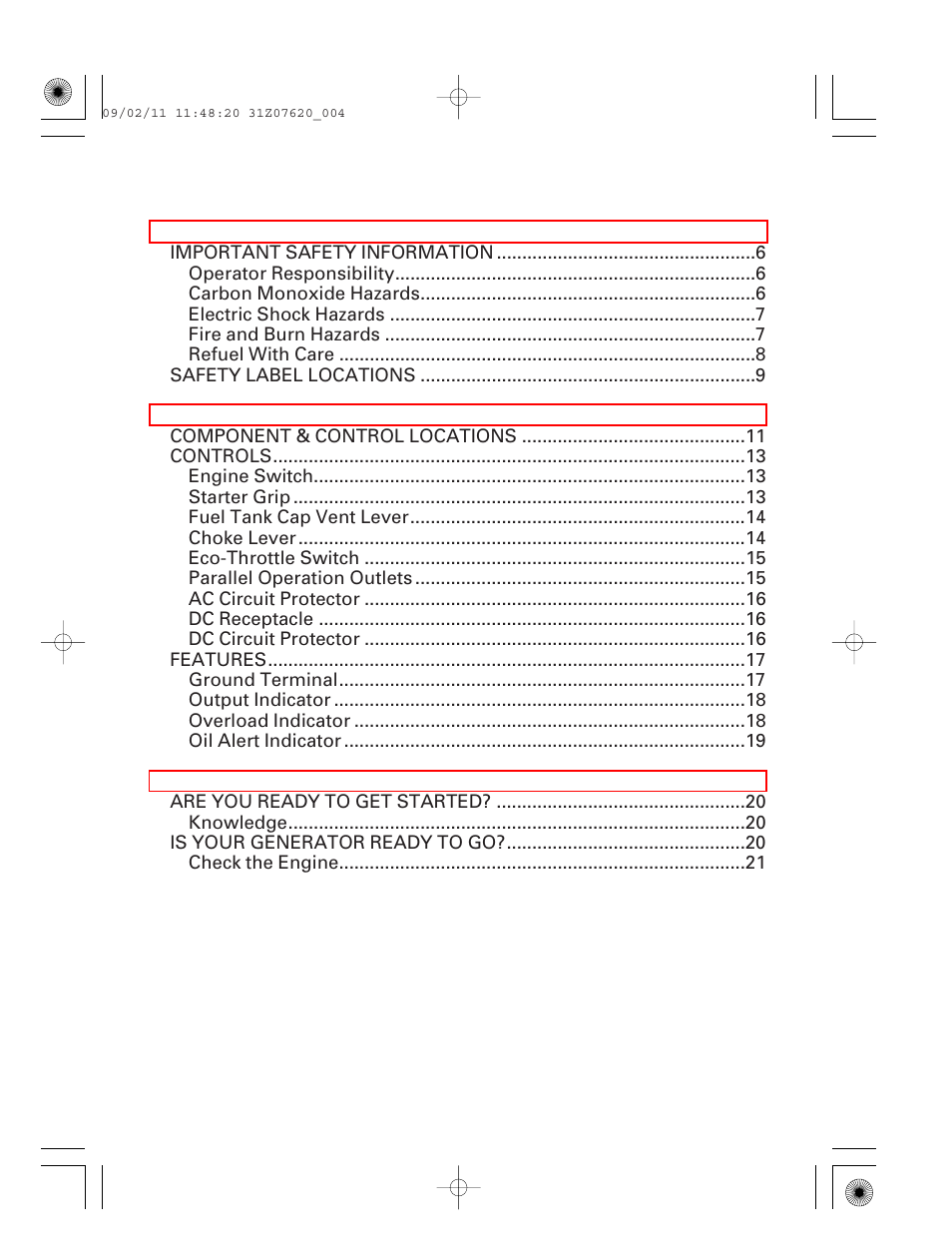 HONDA EU2000i User Manual | Page 5 / 96