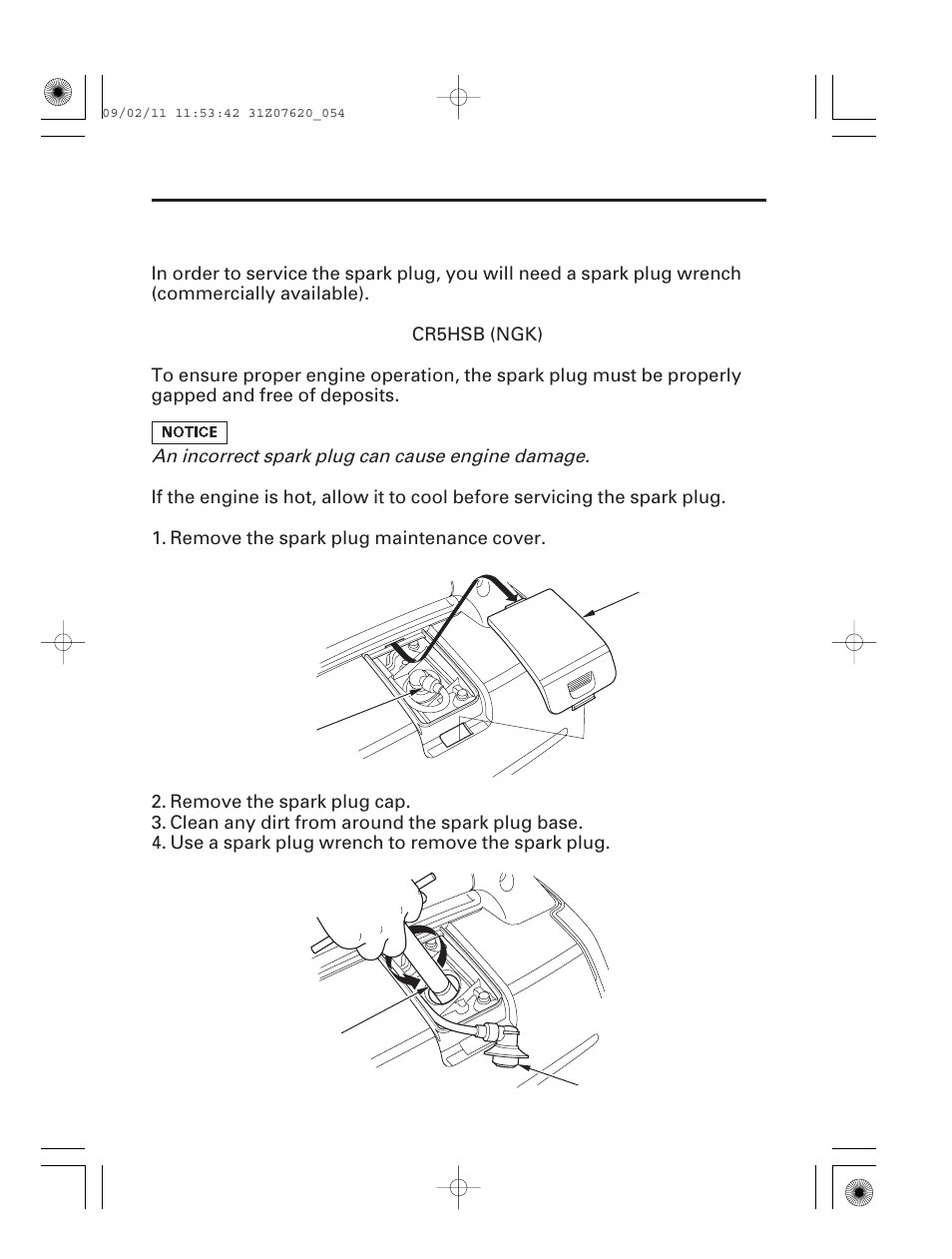 Spark plug service, 53 servicing your generator | HONDA EU2000i User Manual | Page 55 / 96