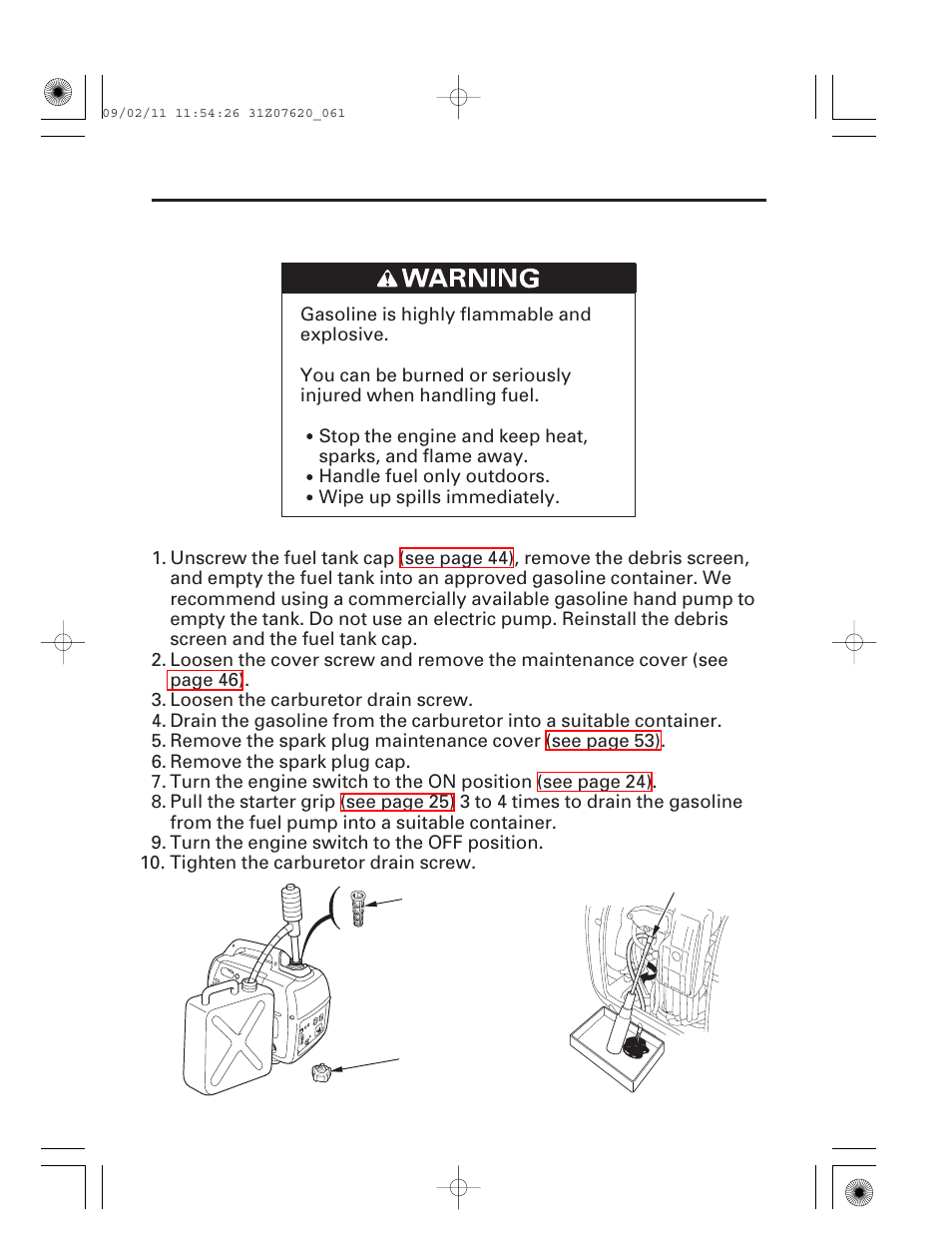 60 storage | HONDA EU2000i User Manual | Page 62 / 96