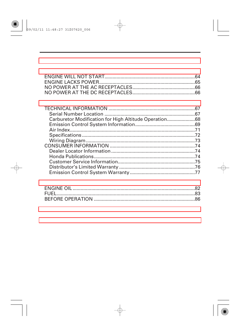 5contents | HONDA EU2000i User Manual | Page 7 / 96