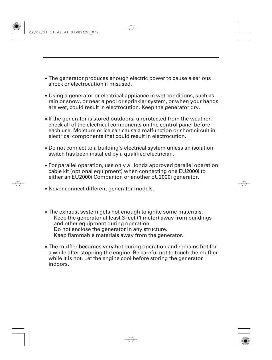 7generator safety | HONDA EU2000i User Manual | Page 9 / 96