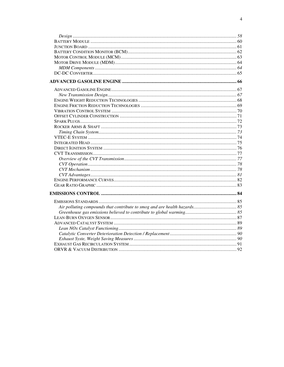 HONDA Insight User Manual | Page 4 / 93