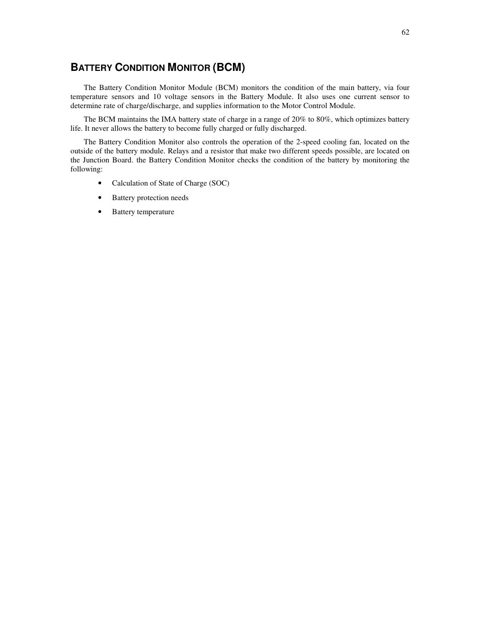 Attery, Ondition, Onitor | Bcm) | HONDA Insight User Manual | Page 62 / 93