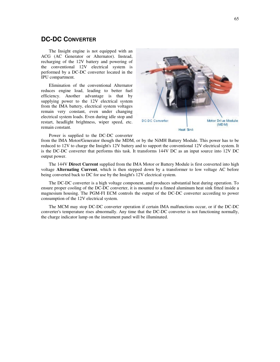 Dc-dc c, Onverter | HONDA Insight User Manual | Page 65 / 93