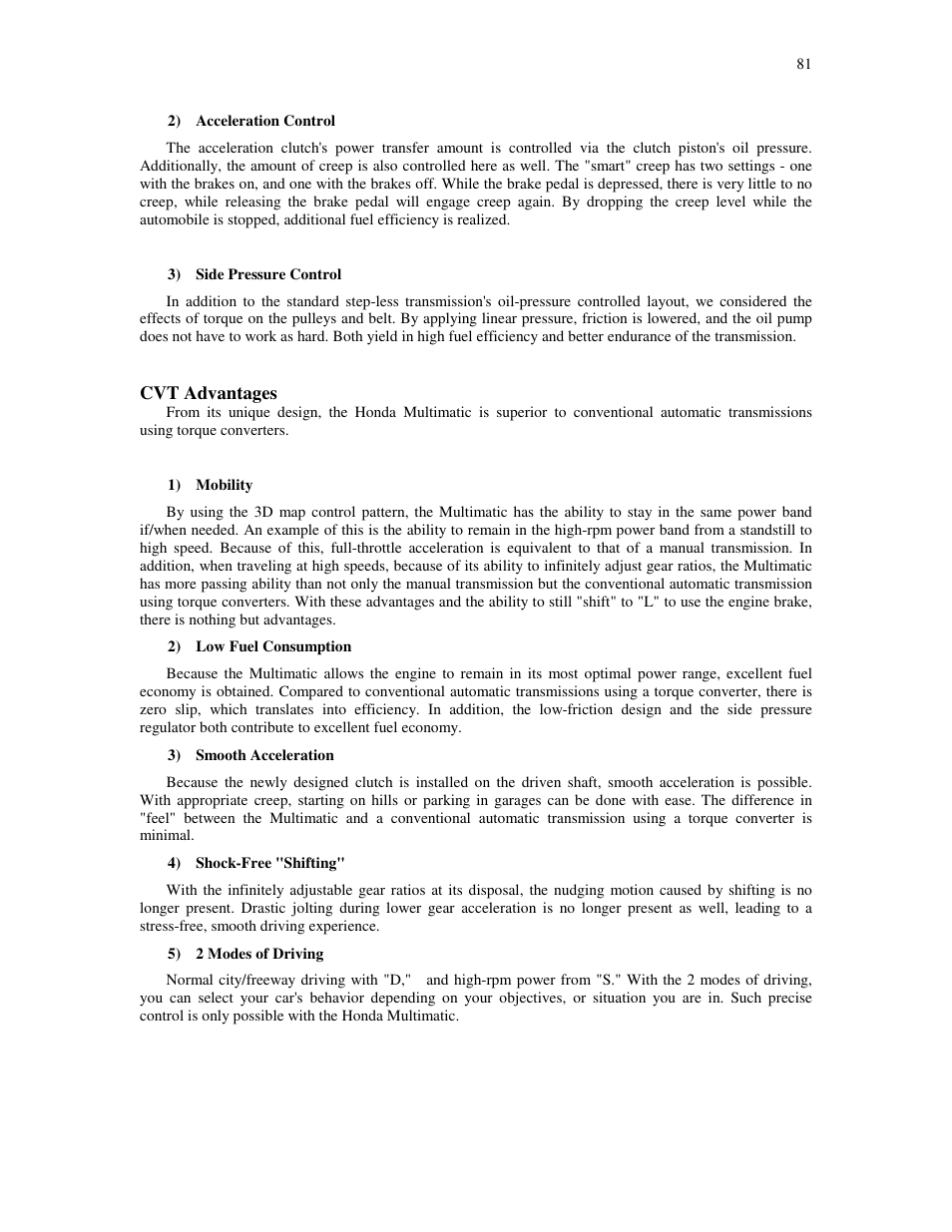 Cvt advantages | HONDA Insight User Manual | Page 81 / 93