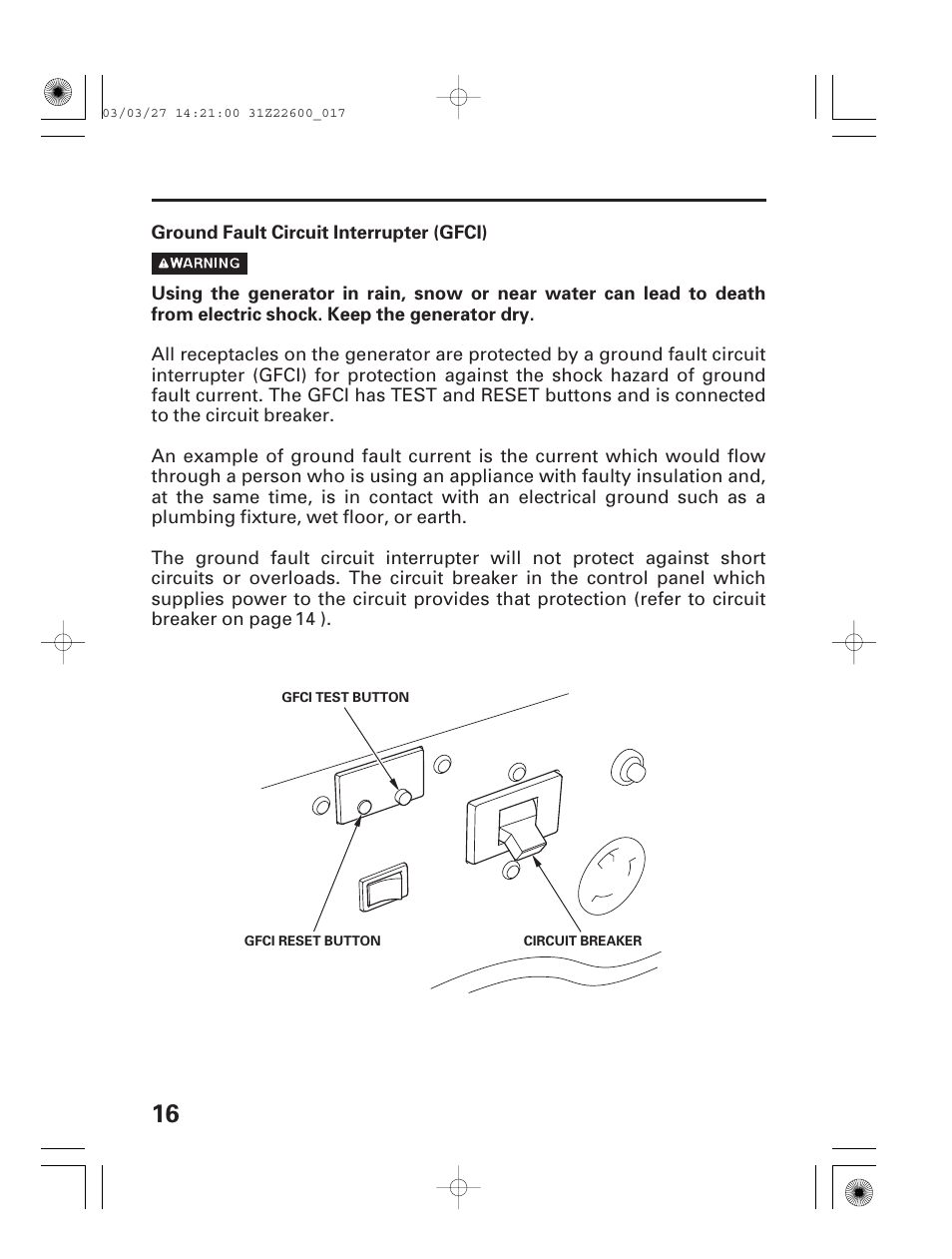 Ground fault circuit interrupter | HONDA EB3800X User Manual | Page 18 / 69