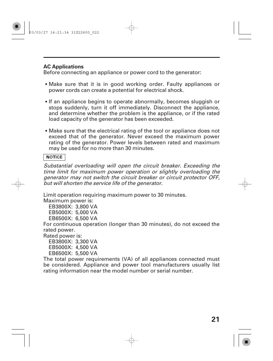 HONDA EB3800X User Manual | Page 23 / 69