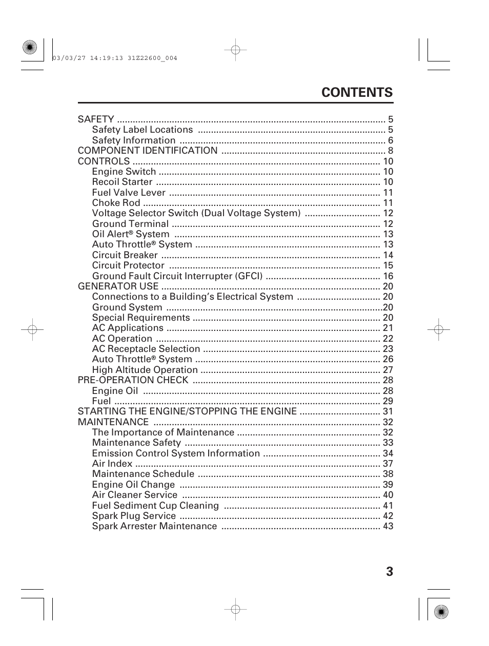 HONDA EB3800X User Manual | Page 5 / 69