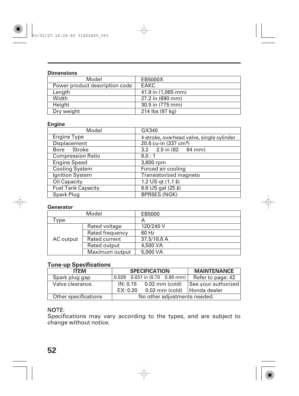 HONDA EB3800X User Manual | Page 54 / 69