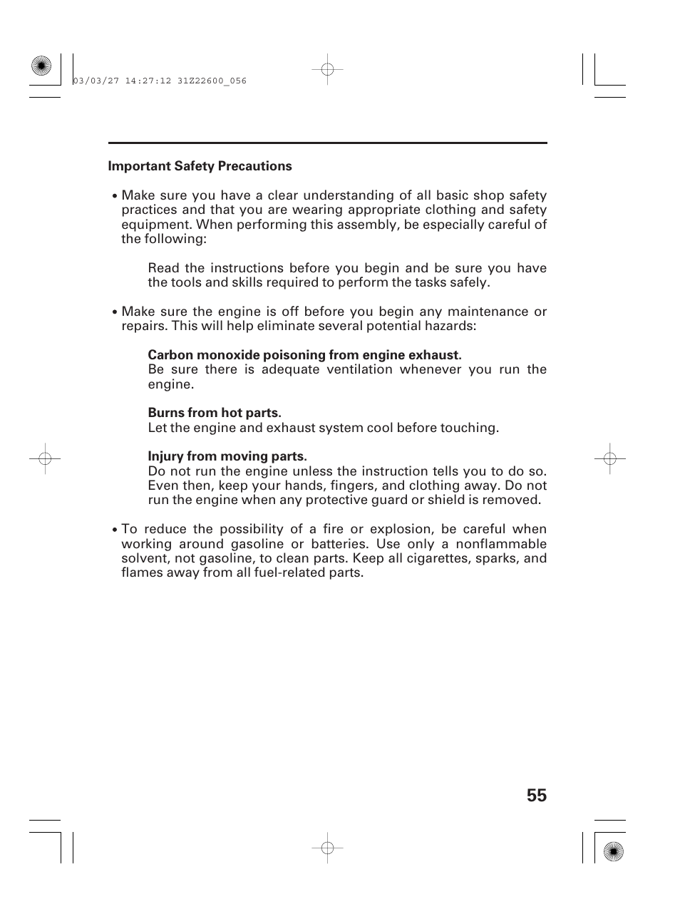 Important safety precautions | HONDA EB3800X User Manual | Page 57 / 69