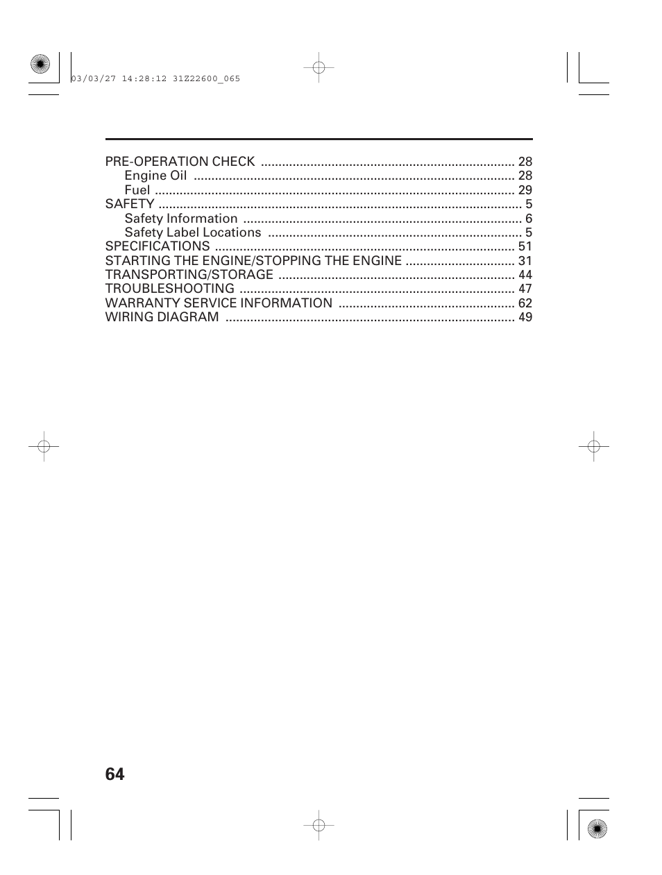 HONDA EB3800X User Manual | Page 66 / 69