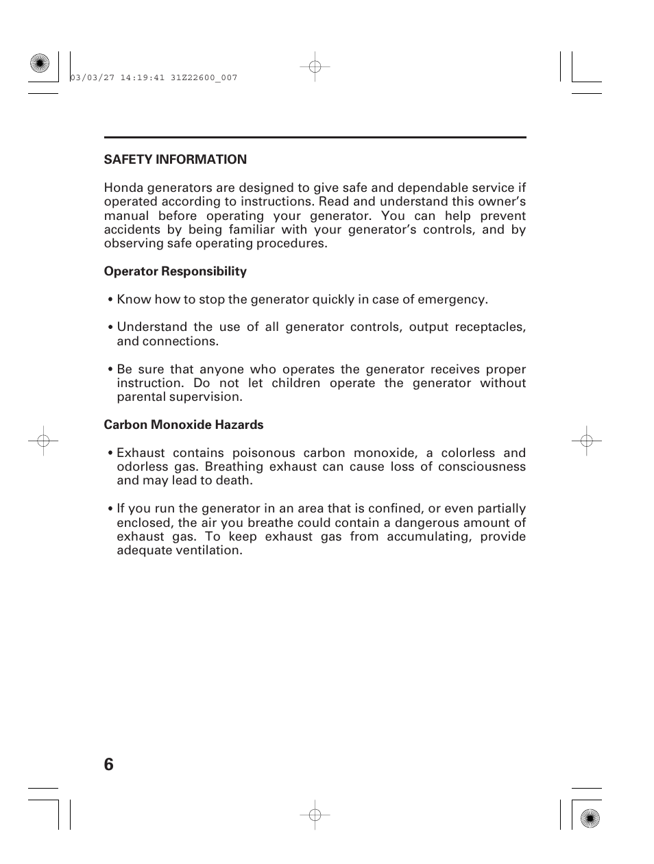 Safety information | HONDA EB3800X User Manual | Page 8 / 69