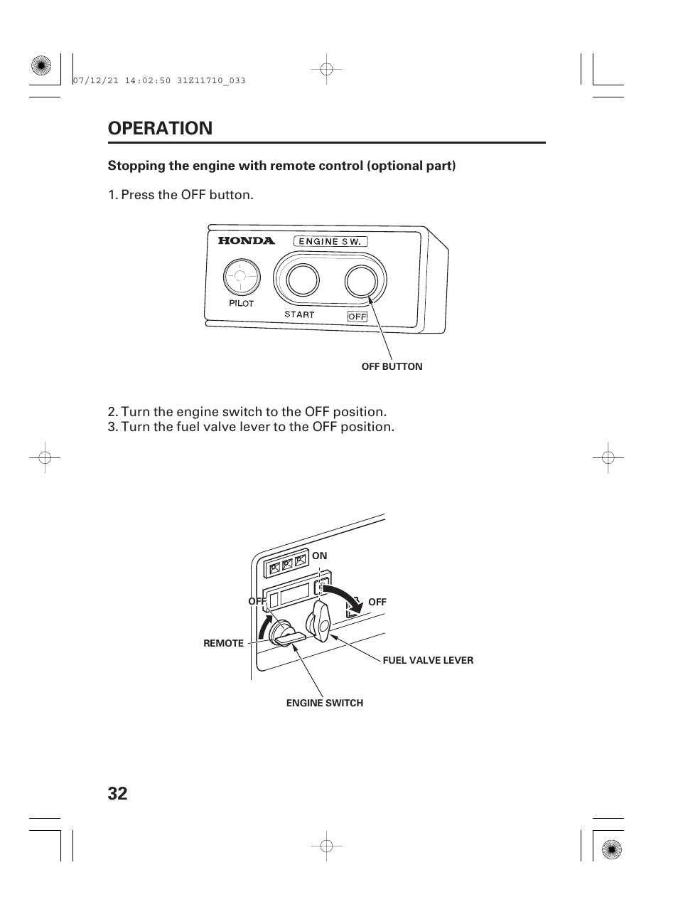 32 operation | HONDA EM5000is User Manual | Page 34 / 104